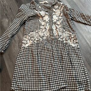 Zara Black and White Checkered Top